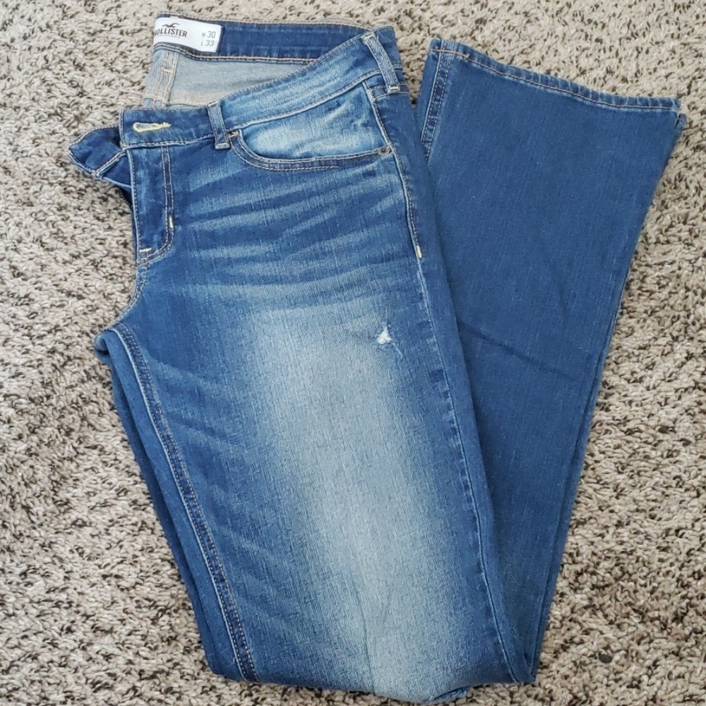 Hollister Medium Wash Distressed Bootcut Jeans
